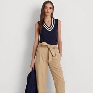 NWT Ralph Lauren Khaki Tan Paper Bag Waist Belted Jogger Pants size 6